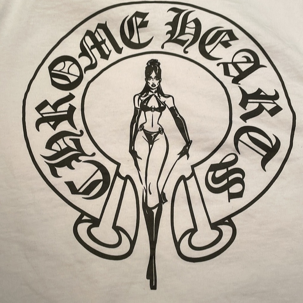 Large white deadly doll chrome hearts shirt